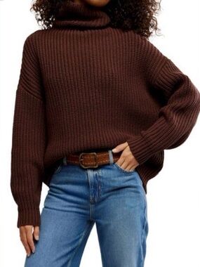 Free people Swim Too Deep Oversized Sweater xs oversized bitter bark brown new